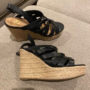 Black Wedge Sandals